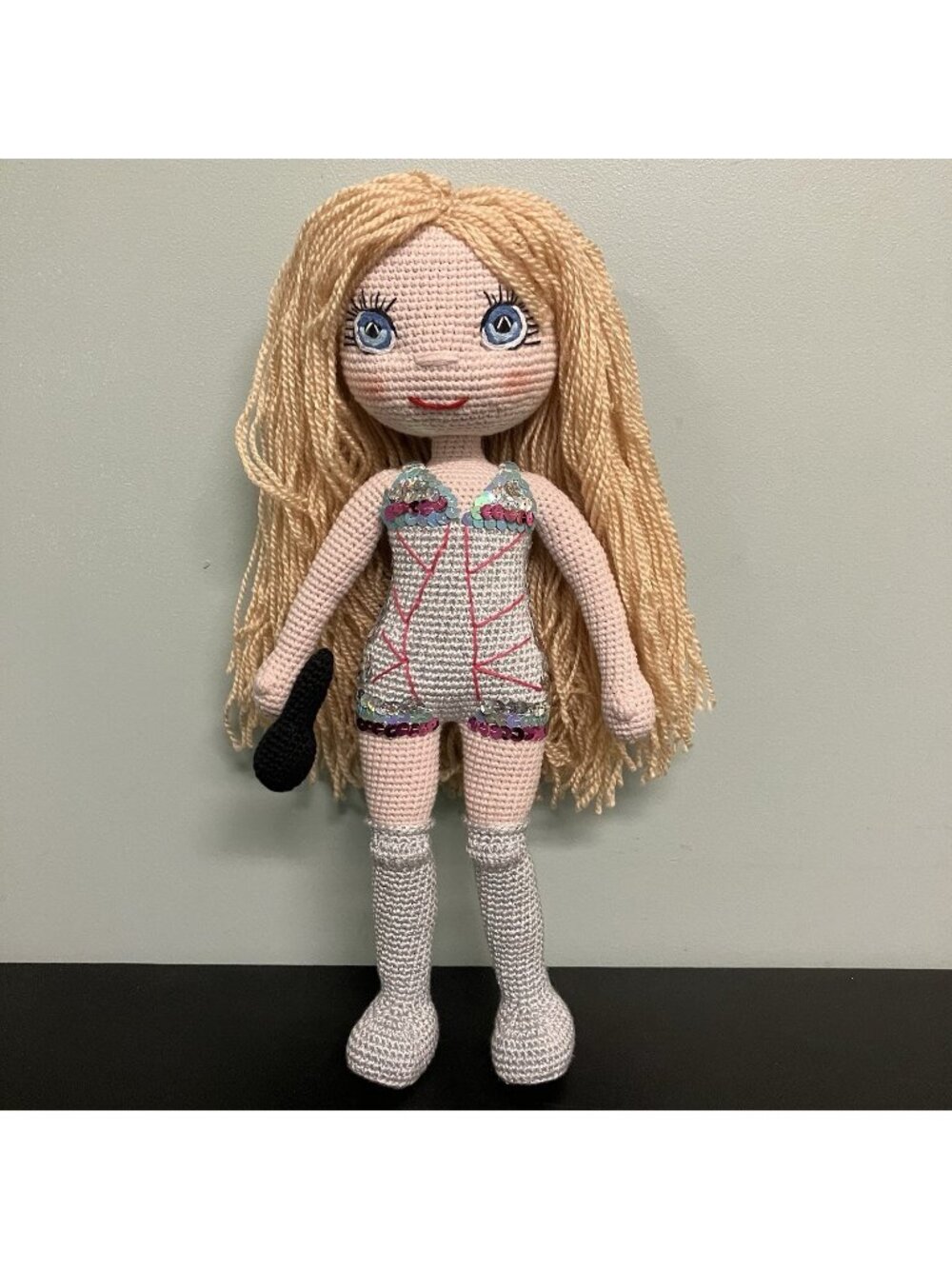Handmade Taylor Swift Eras Tour Amigurumi Crochet Doll Sequin Bodysuit